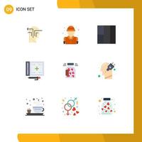 Modern Set of 9 Flat Colors Pictograph of cookies jar grid programing development Editable Vector Design Elements