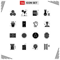 Modern Set of 16 Solid Glyphs and symbols such as pen space back to school science atom Editable Vector Design Elements