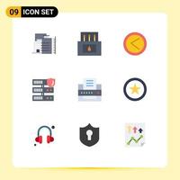 Pictogram Set of 9 Simple Flat Colors of fax security arrow secure data Editable Vector Design Elements