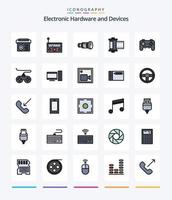 Creative Devices 25 Line FIlled icon pack  Such As computer. game. media. device. roll vector