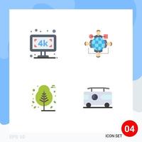 4 Universal Flat Icons Set for Web and Mobile Applications monitor thanks day tv logic plant Editable Vector Design Elements