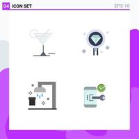 4 Universal Flat Icons Set for Web and Mobile Applications glass bath hotel development shower Editable Vector Design Elements