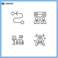 Pictogram Set of 4 Simple Filledline Flat Colors of destination sofa corporate team work tower Editable Vector Design Elements