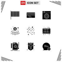 conjunto de 9 iconos de interfaz de usuario modernos signos de símbolos para configuración de audio de sonido fuego elementos de diseño de vector editables de canadá