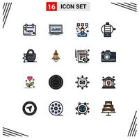 16 Thematic Vector Flat Color Filled Lines and Editable Symbols of technology digital stock engine designer Editable Creative Vector Design Elements