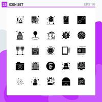 User Interface Pack of 25 Basic Solid Glyphs of connect samsung education huawei smart phone Editable Vector Design Elements