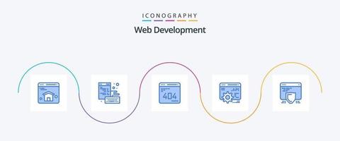 Web Development Blue 5 Icon Pack Including shield. protection. development. application programme interface. api vector