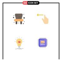 Group of 4 Flat Icons Signs and Symbols for baby cube finger left box Editable Vector Design Elements