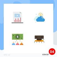 Universal Icon Symbols Group of 4 Modern Flat Icons of analytics business file cloudy online Editable Vector Design Elements