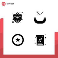 Mobile Interface Solid Glyph Set of 4 Pictograms of protection business bug phone document Editable Vector Design Elements