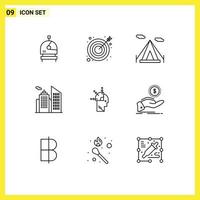 9 Creative Icons Modern Signs and Symbols of help mind programming camping man office Editable Vector Design Elements