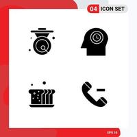 Set of 4 Modern UI Icons Symbols Signs for asian baking gong head food Editable Vector Design Elements