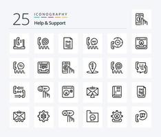 Help And Support 25 Line icon pack including communication. call. phone. support. file vector