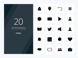 20 Twitter Solid Glyph icon for presentation vector