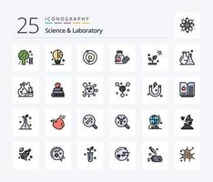 Science 25 Line Filled icon pack including tube. science. system. plant. science vector