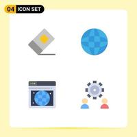 Modern Set of 4 Flat Icons Pictograph of education web automation equipment configure Editable Vector Design Elements