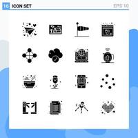 Group of 16 Modern Solid Glyphs Set for website plugin air internet wind Editable Vector Design Elements