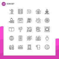 Line Pack of 25 Universal Symbols of data connected network cloud direction Editable Vector Design Elements