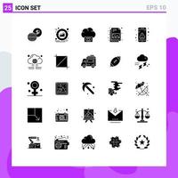 Modern Set of 25 Solid Glyphs and symbols such as error picture strategy file money Editable Vector Design Elements