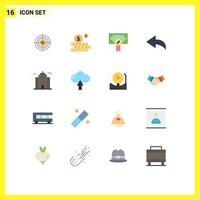 Mobile Interface Flat Color Set of 16 Pictograms of architecture arrow budget reward hospital Editable Pack of Creative Vector Design Elements