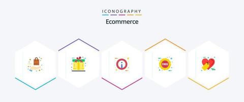 Ecommerce 25 Flat icon pack including favorite. shopping. present. sticker. ecommerce vector