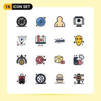 Set of 16 Modern UI Icons Symbols Signs for system process profile development network Editable Creative Vector Design Elements