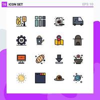 conjunto de 16 iconos de interfaz de usuario modernos signos de símbolos para análisis de configuración de comercio carrito van elementos de diseño de vectores creativos editables