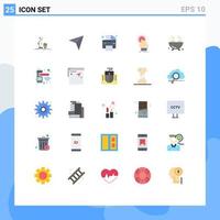 Editable Vector Line Pack of 25 Simple Flat Colors of on click next touch printing machine Editable Vector Design Elements