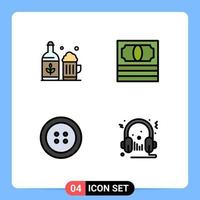 Mobile Interface Filledline Flat Color Set of 4 Pictograms of beer headphone ireland pack audio Editable Vector Design Elements