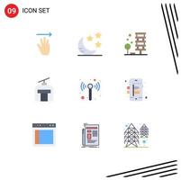 conjunto de 9 iconos de interfaz de usuario modernos símbolos signos para arquitectura de vacaciones wifi góndola de viaje elementos de diseño vectorial editables vector