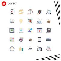 Group of 25 Modern Flat Colors Set for router device bulls eye information faq Editable Vector Design Elements