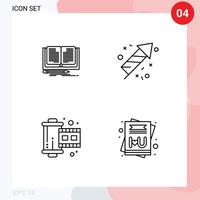 4 Universal Line Signs Symbols of writing photograph story canada card Editable Vector Design Elements