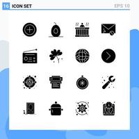 16 Thematic Vector Solid Glyphs and Editable Symbols of gadgets spam relax sms mail Editable Vector Design Elements