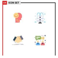 User Interface Pack of 4 Basic Flat Icons of happiness hand shake life water agreement Editable Vector Design Elements