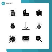 User Interface Pack of 9 Basic Solid Glyphs of love dolphin modern pointer location Editable Vector Design Elements