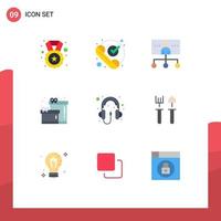 Universal Icon Symbols Group of 9 Modern Flat Colors of audio box received birthday management Editable Vector Design Elements