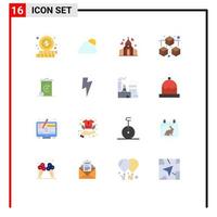 Pictogram Set of 16 Simple Flat Colors of recycilben recycling love bin data Editable Pack of Creative Vector Design Elements