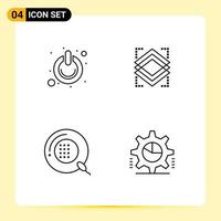 Stock Vector Icon Pack of 4 Line Signs and Symbols for button disease power object form Editable Vector Design Elements