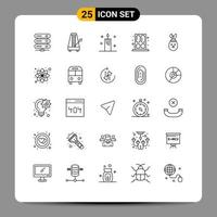 Universal Icon Symbols Group of 25 Modern Lines of window home sound door light Editable Vector Design Elements