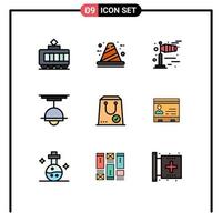 paquete de iconos de vector de stock de 9 signos y símbolos de línea para el comercio muebles de lámpara de viento ligero elementos de diseño de vector editables