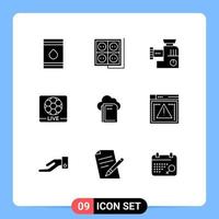User Interface Pack of 9 Basic Solid Glyphs of football game socket live manual Editable Vector Design Elements