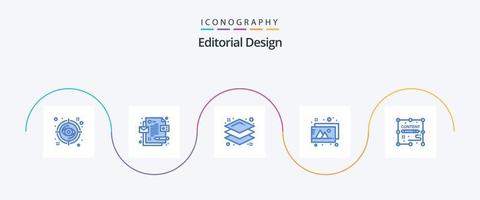 Editorial Design Blue 5 Icon Pack Including design. documents. design. content. images vector