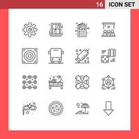 User Interface Pack of 16 Basic Outlines of speaker user brochure team video Editable Vector Design Elements