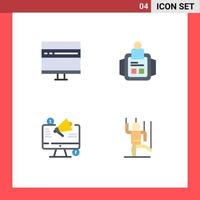 Editable Vector Line Pack of 4 Simple Flat Icons of browser marketing development man announcement Editable Vector Design Elements