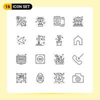 Outline Pack of 16 Universal Symbols of network arrows condom money school Editable Vector Design Elements