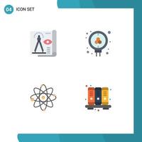 Group of 4 Flat Icons Signs and Symbols for design atom paper molecule molecule Editable Vector Design Elements