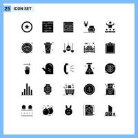 User Interface Pack of 25 Basic Solid Glyphs of mentorship growth basic encourage charge Editable Vector Design Elements