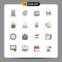 Universal Icon Symbols Group of 16 Modern Flat Colors of forward screen dialog percentage display Editable Pack of Creative Vector Design Elements