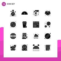 Set of 16 Modern UI Icons Symbols Signs for soup tag hand sales vacation Editable Vector Design Elements