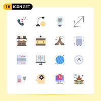 User Interface Pack of 16 Basic Flat Colors of cook corner microphone arrow solution Editable Pack of Creative Vector Design Elements